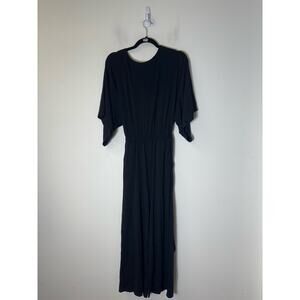 Garnet Hill Black Cotton Short Sleeve Romper Sz XS